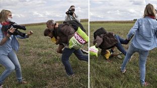Dënohet hungarezja që shkelmoi refugjatët