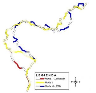 Kronologji e kufirit me Malin e Zi përmes tri hartave