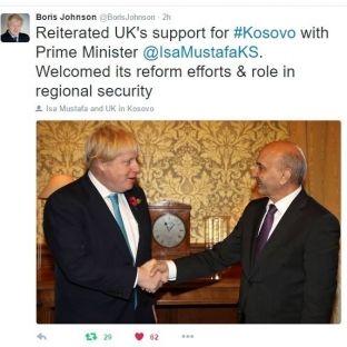 Sekretari Johnson vlerëson rolin e Kosovës në rajon