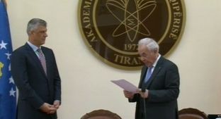 Akademia e Shkencave të Shqipërisë nderon Thaçin me mirënjohje