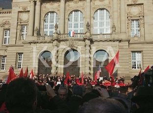 Protestë për Haradinajn në Strasburg [foto/video]