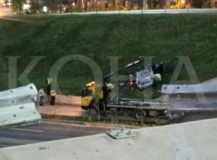 Vetura huq rrugën në mbikalim te Lakrishtja në kryeqytet [video]