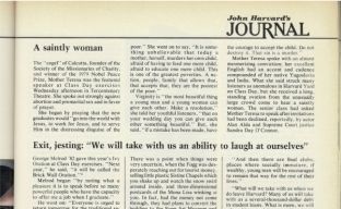 Më 1982 Universiteti i Harvardit shkruante për Nënë Terezën