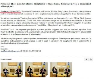  Presidenca “çon dhjetë vjet tutje” koordinimin ndërshqiptar [foto]