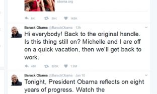 Postimi i parë i Obamës si ish President