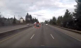 Motoristi me fat, shpëton duke hipur mbi veturë [video]